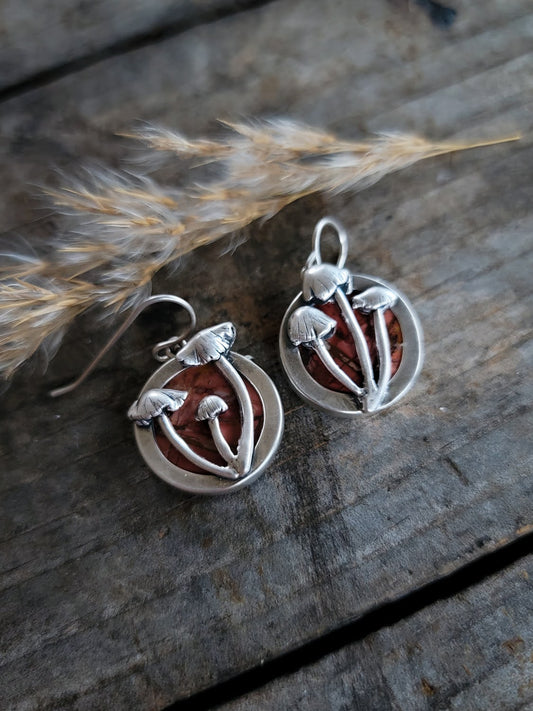 Red Creek Jasper Mushroom Earrings