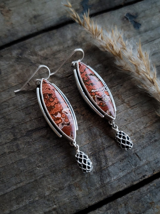 Ocean Jasper Iron Wood Pod Earrings