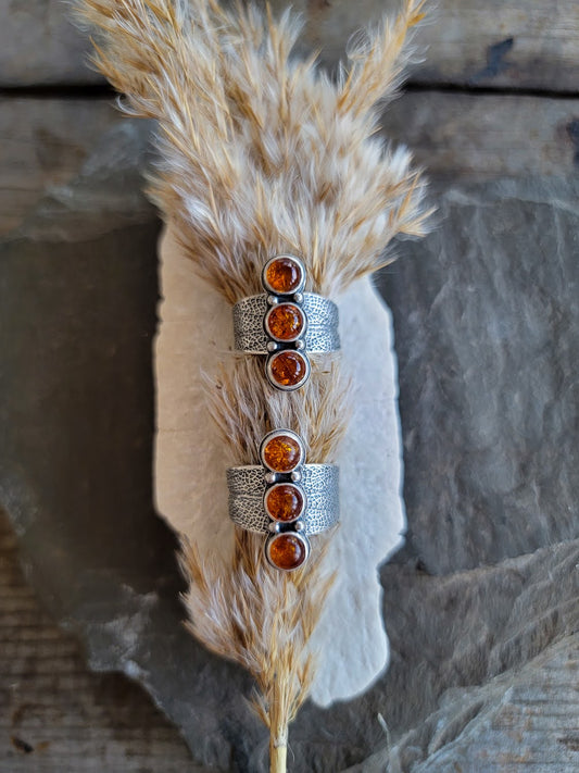 Amber Sage Leaf Saddle Ring