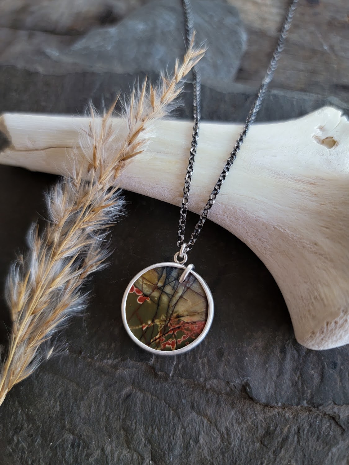 Red Creek Jasper and Mushroom Necklace