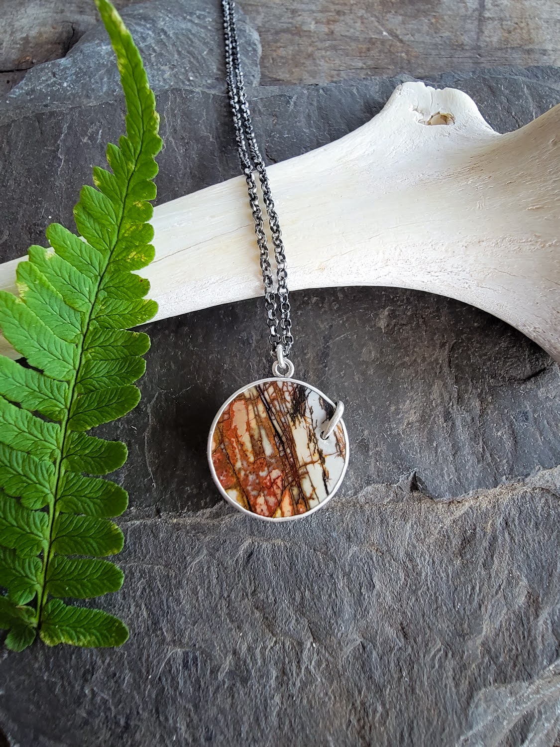 Red Creek Jasper and Mushroom Necklace