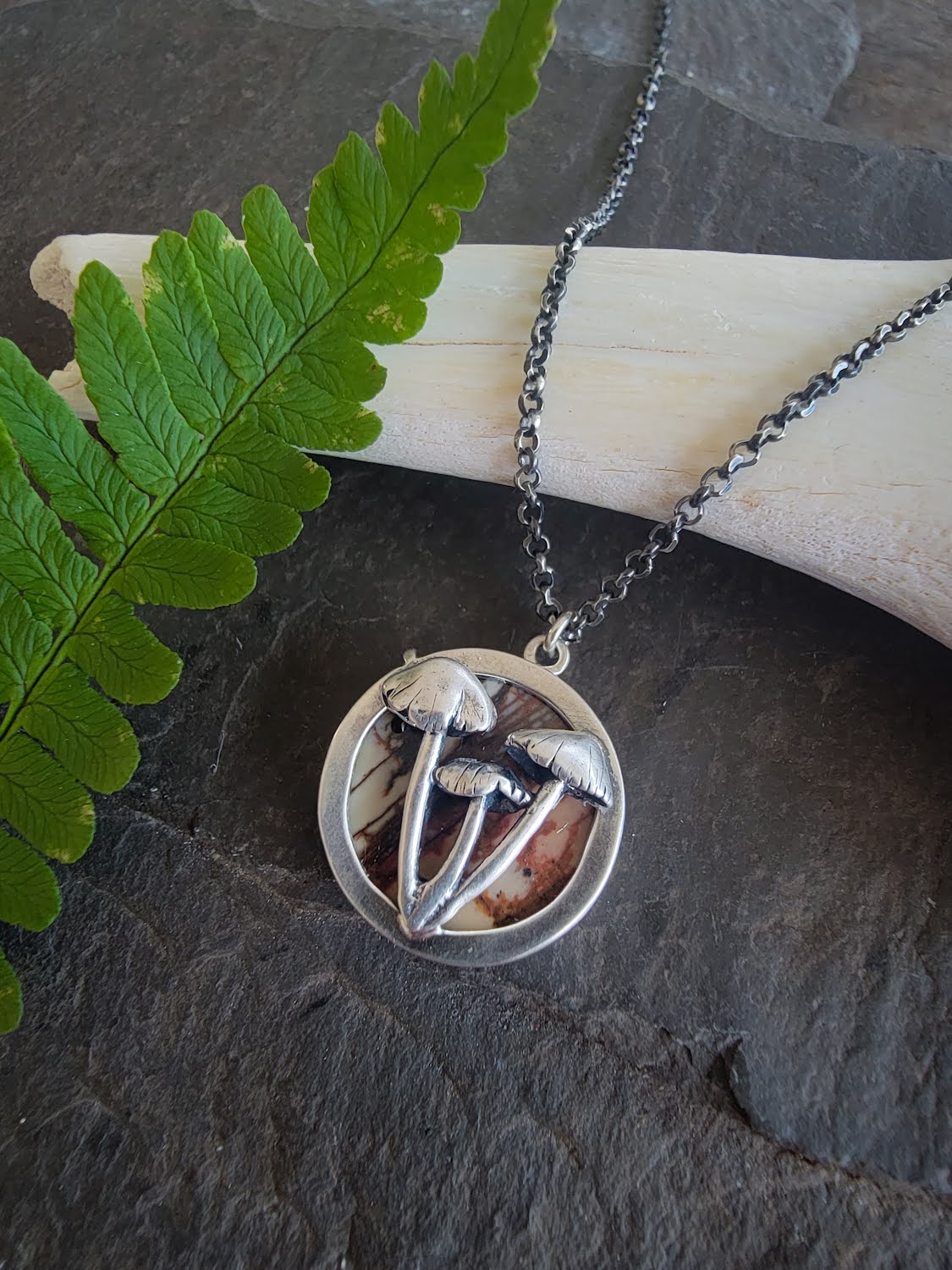 Red Creek Jasper and Mushroom Necklace