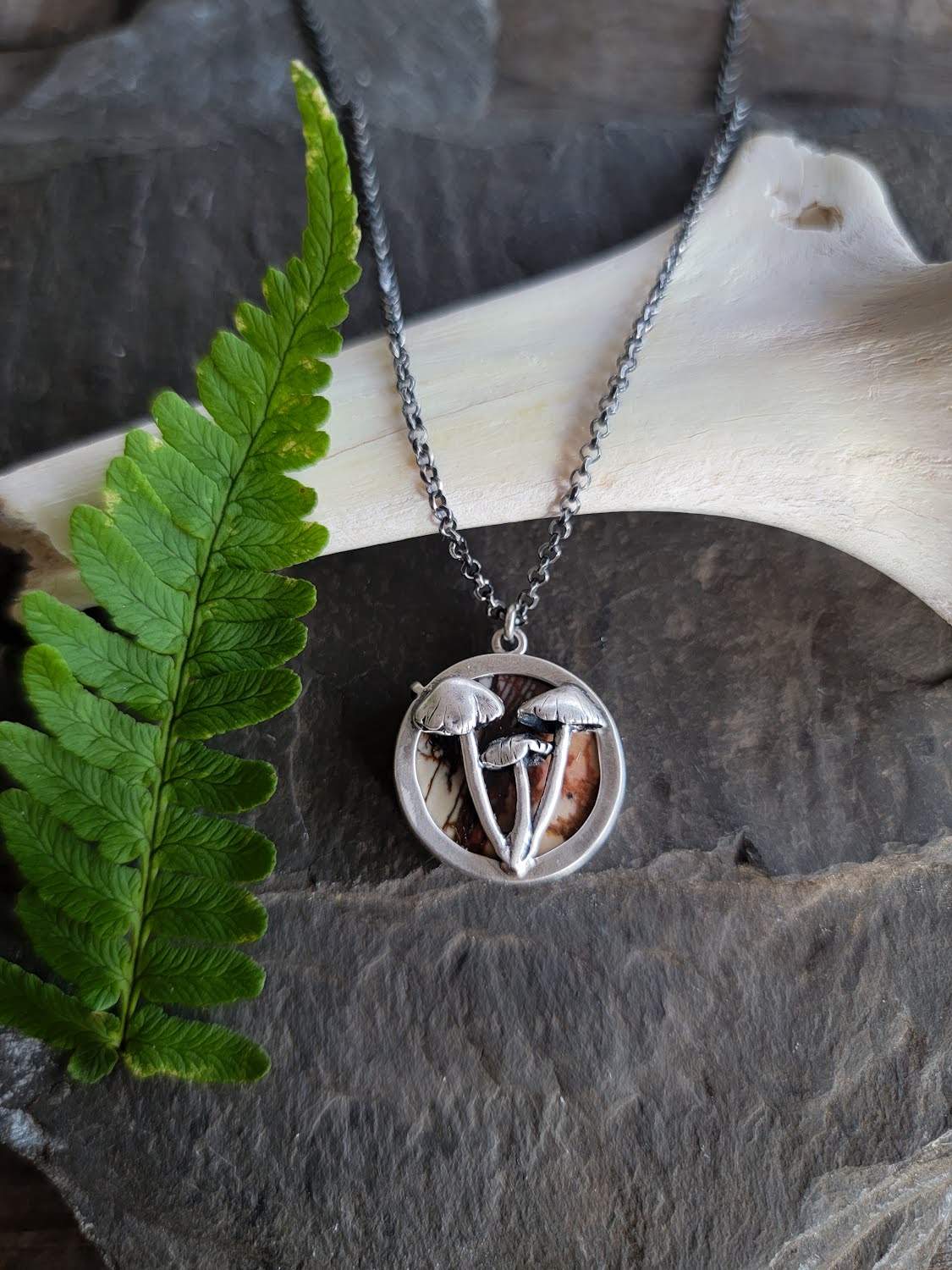 Red Creek Jasper and Mushroom Necklace