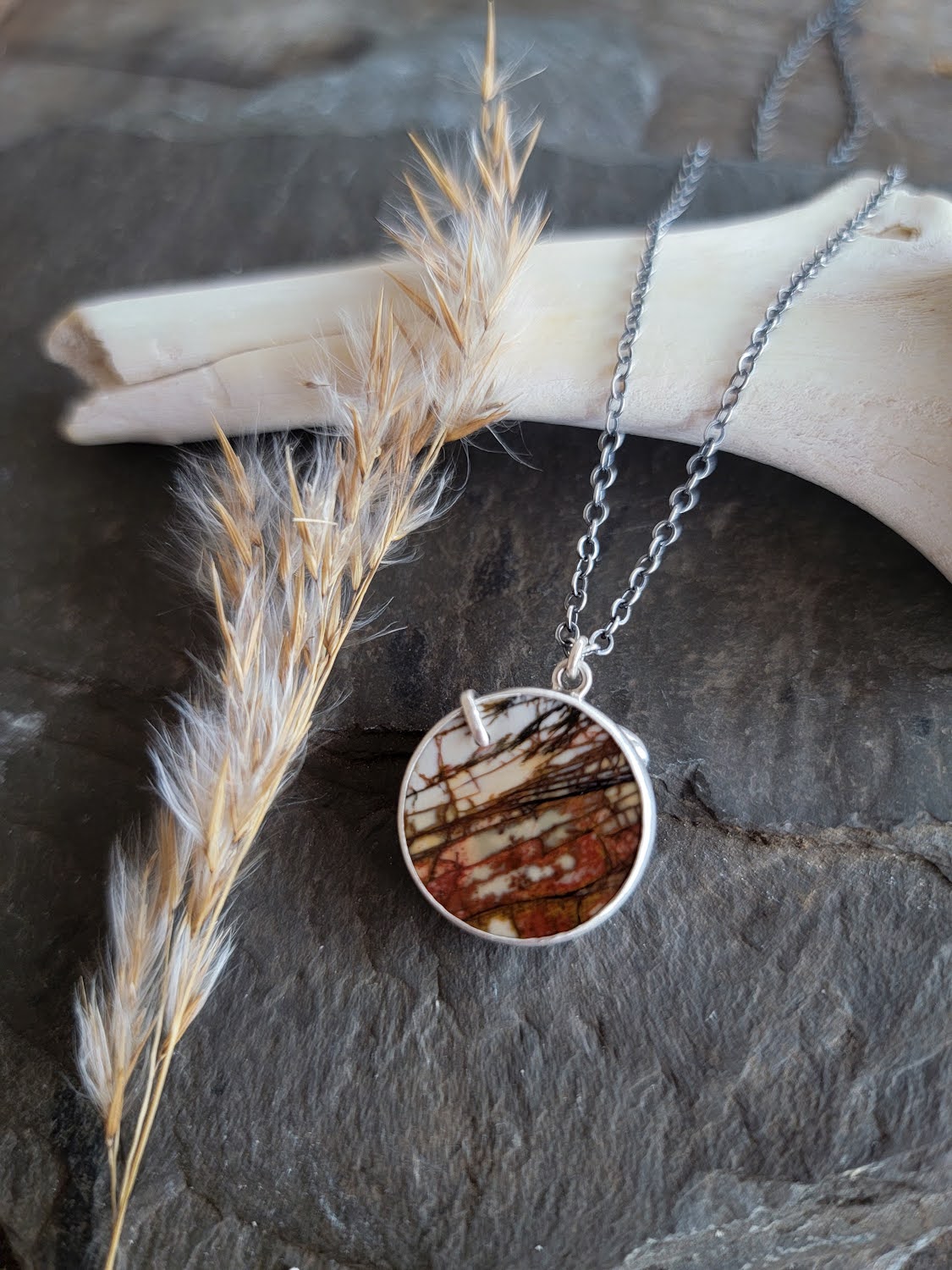 Red Creek Jasper and Mushroom Necklace