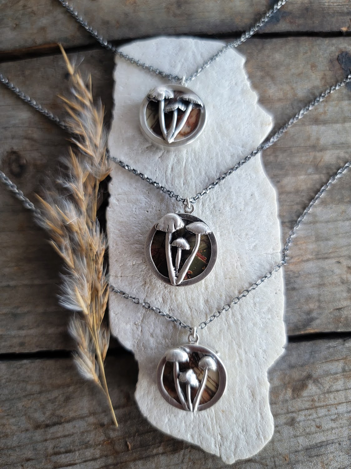 Red Creek Jasper and Mushroom Necklace