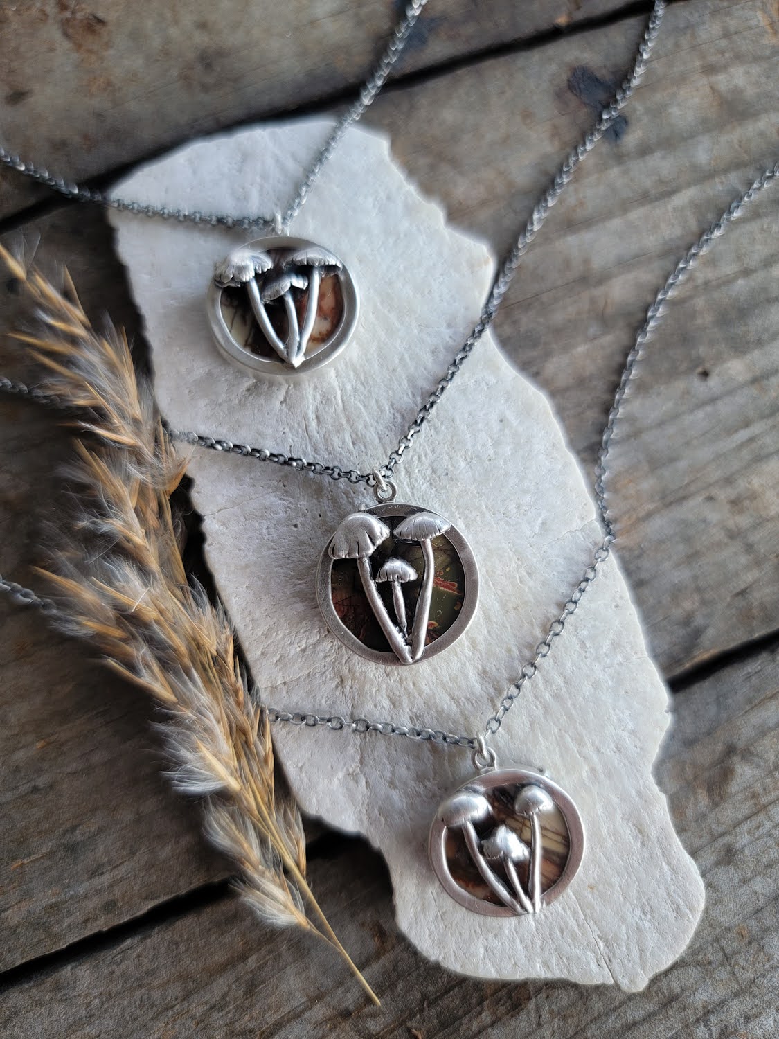 Red Creek Jasper and Mushroom Necklace