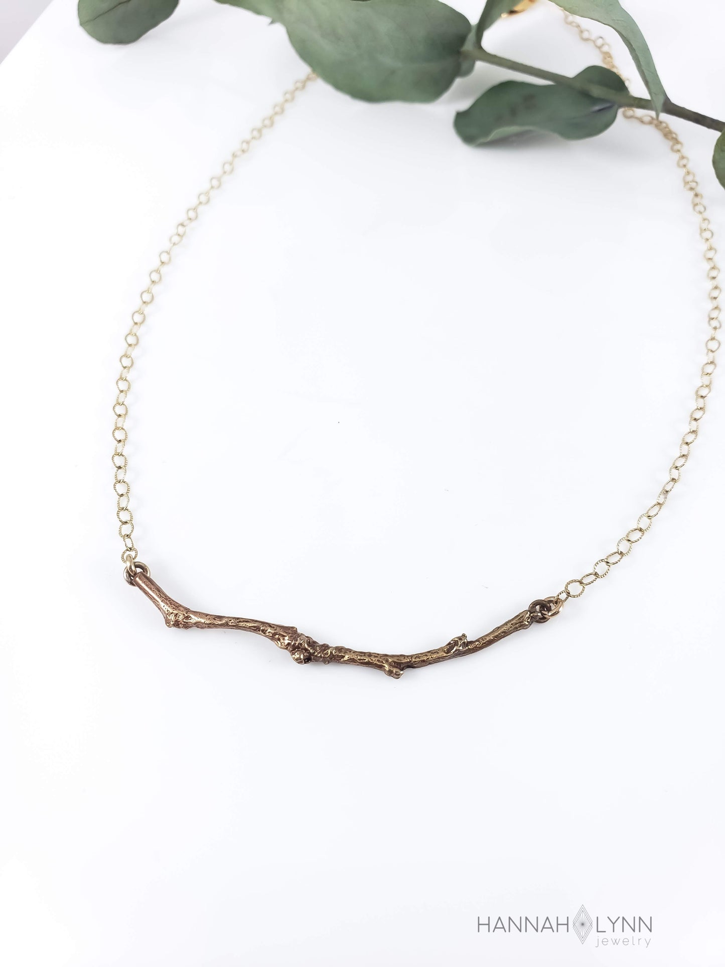 Branch Bar Necklace   Sterling Silver or Bronze & 14k Gold Filled