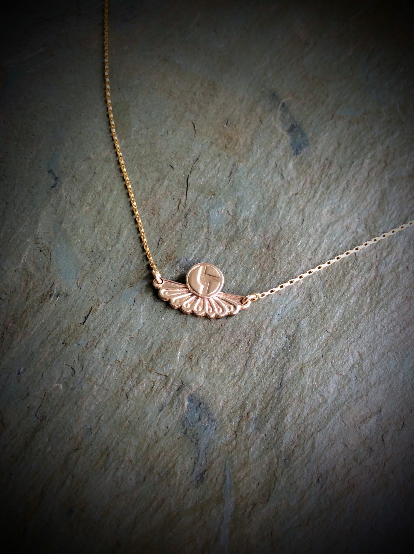 Disco Biscuits Fan Bar Necklace // Sterling Silver or Bronze with 14K Gold Filled
