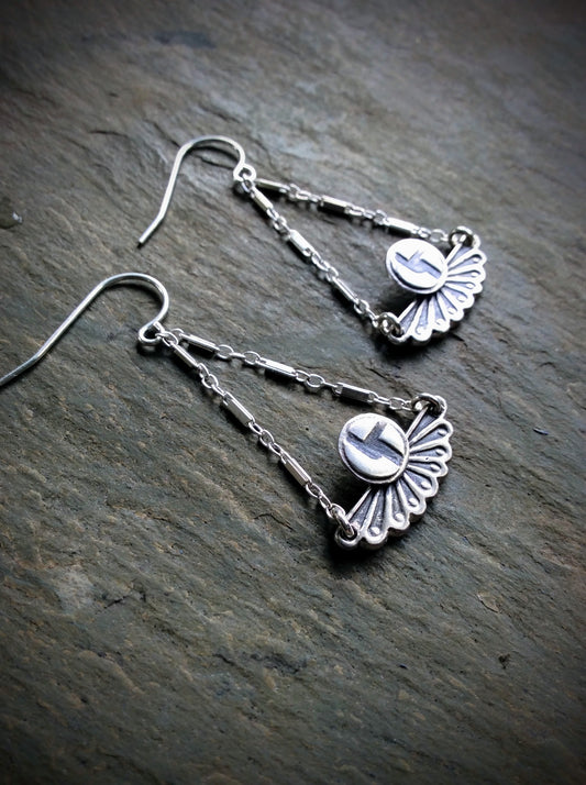 Disco Biscuits Fan Chandelier Earrings // Sterling Silver or Bronze & 14K Gold Filled