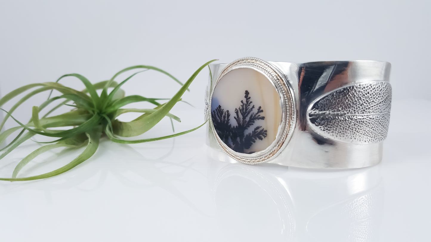 Dendritic Agate Statement Cuff Bracelet