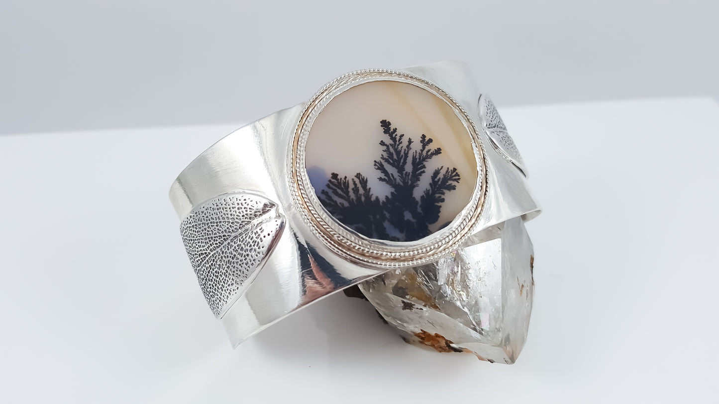 Dendritic Agate Statement Cuff Bracelet