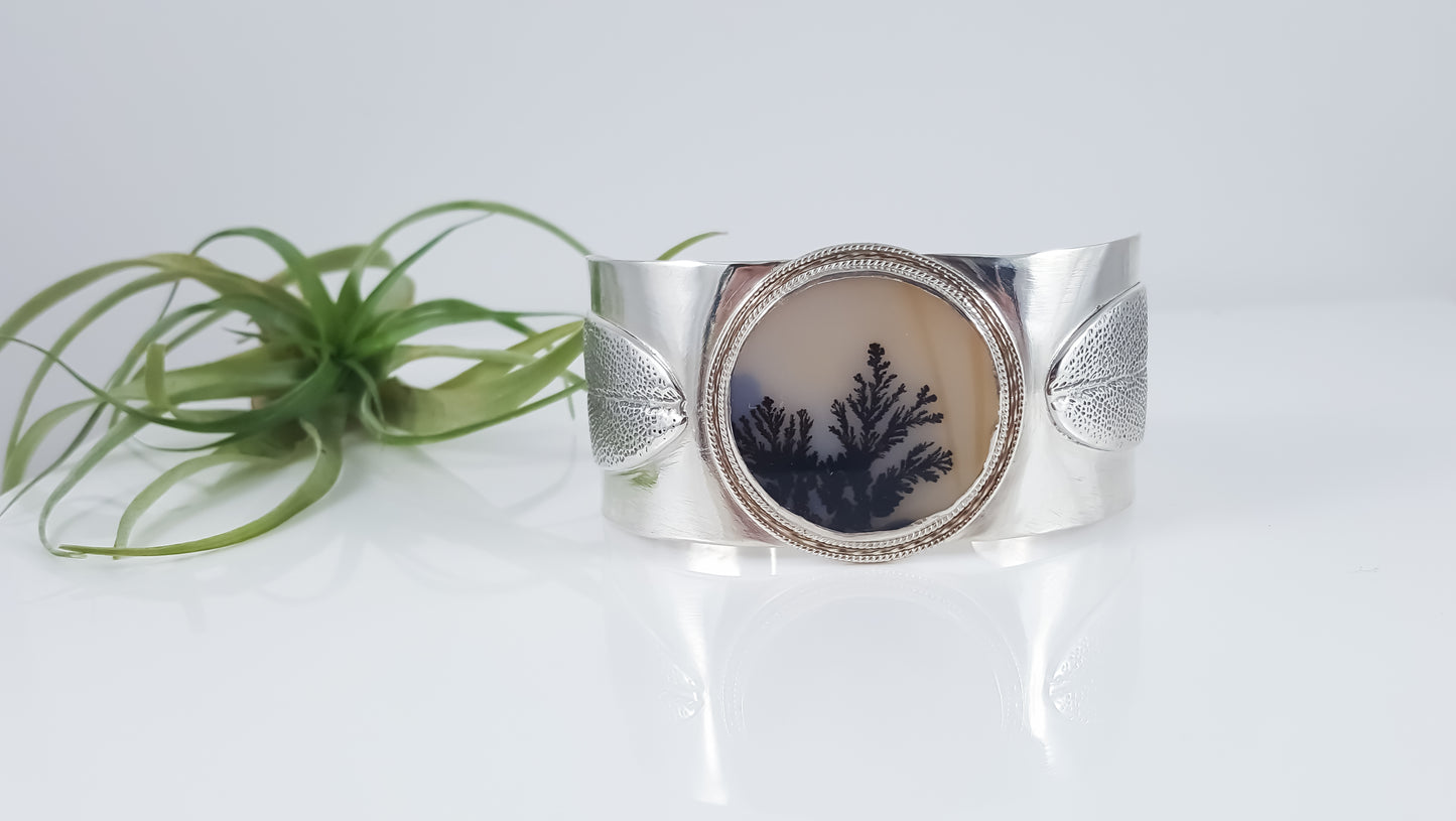 Dendritic Agate Statement Cuff Bracelet