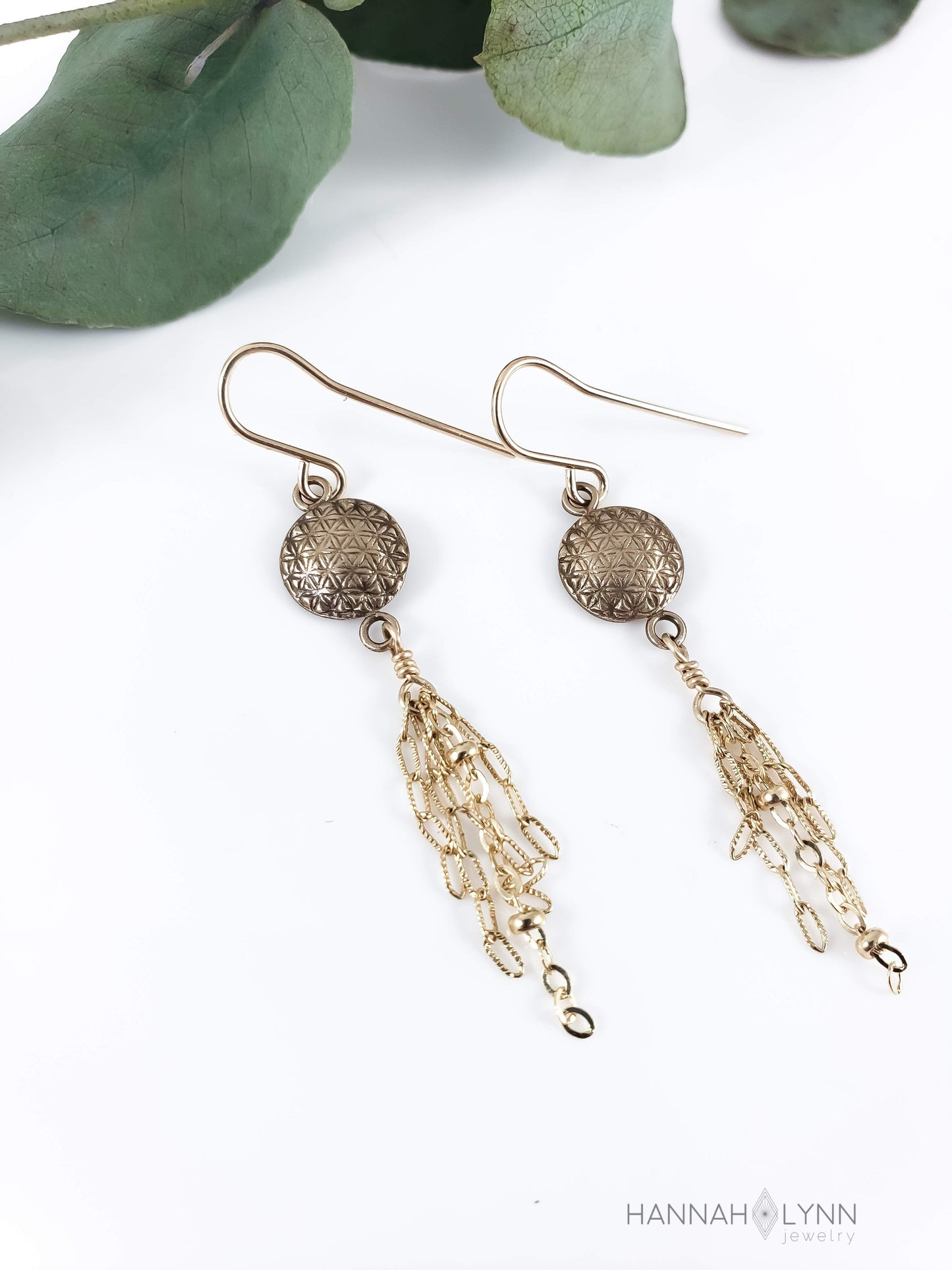 Flower of Life Tassel Earrings Available in Sterling Silver or Bronze & 14K Gold Filled