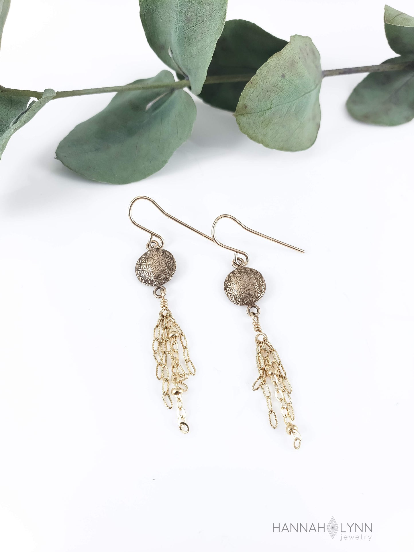 Flower of Life Tassel Earrings Available in Sterling Silver or Bronze & 14K Gold Filled