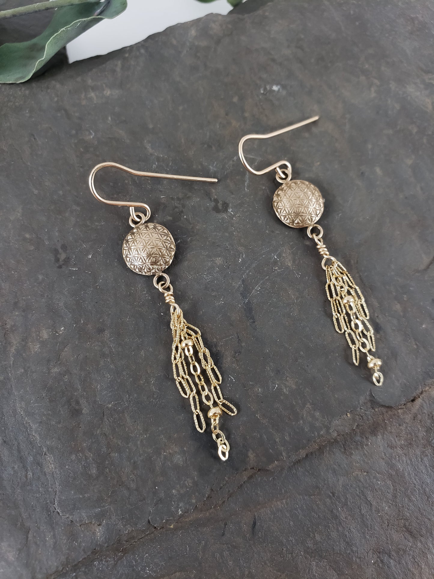 Flower of Life Tassel Earrings Available in Sterling Silver or Bronze & 14K Gold Filled