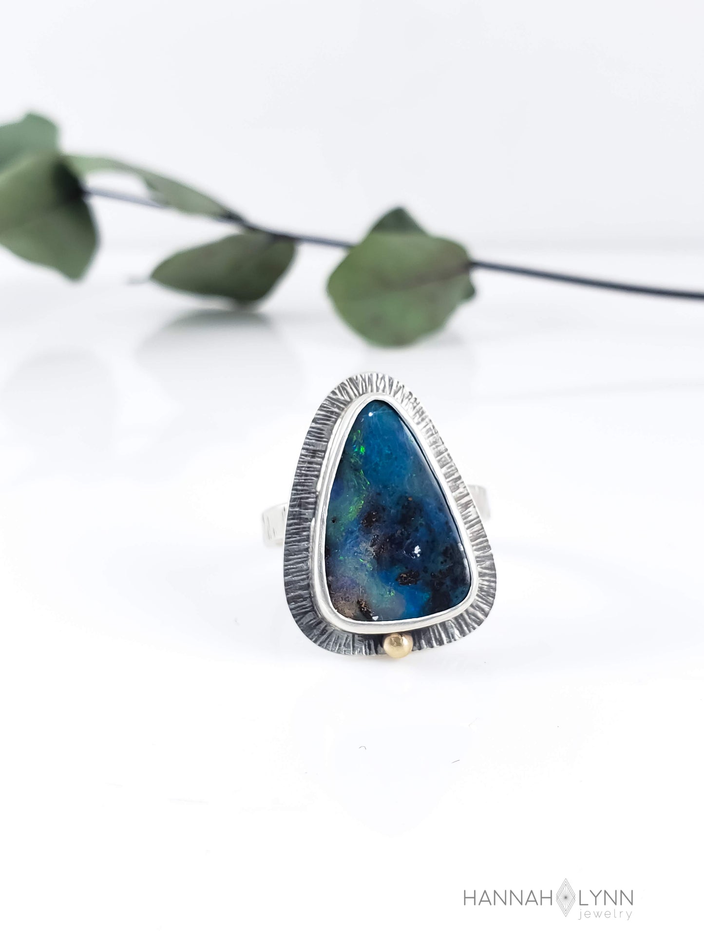 "Galaxy" Australian Boulder Opal Ring