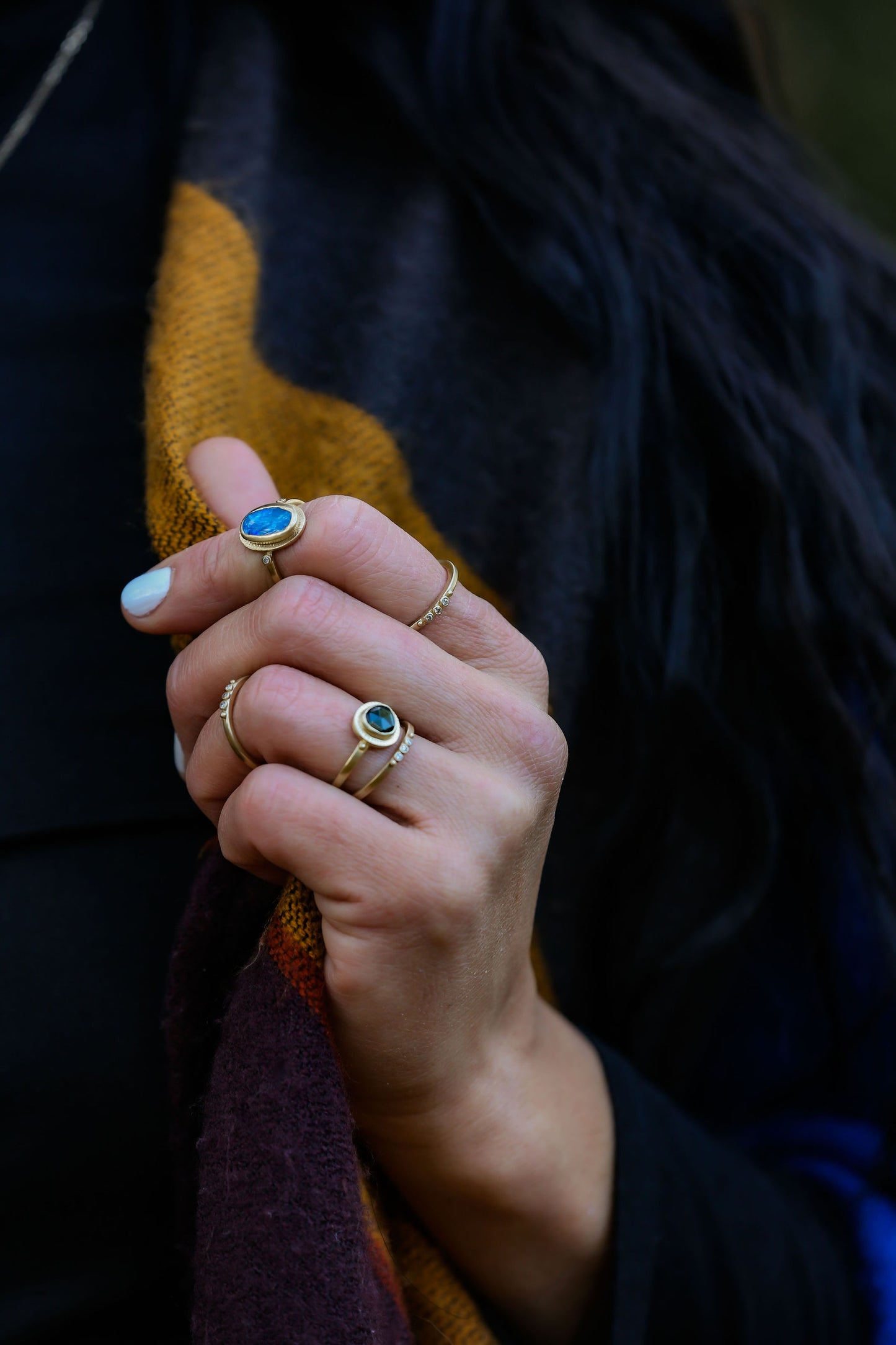 Black Opal and Diamond Gold Empress Ring