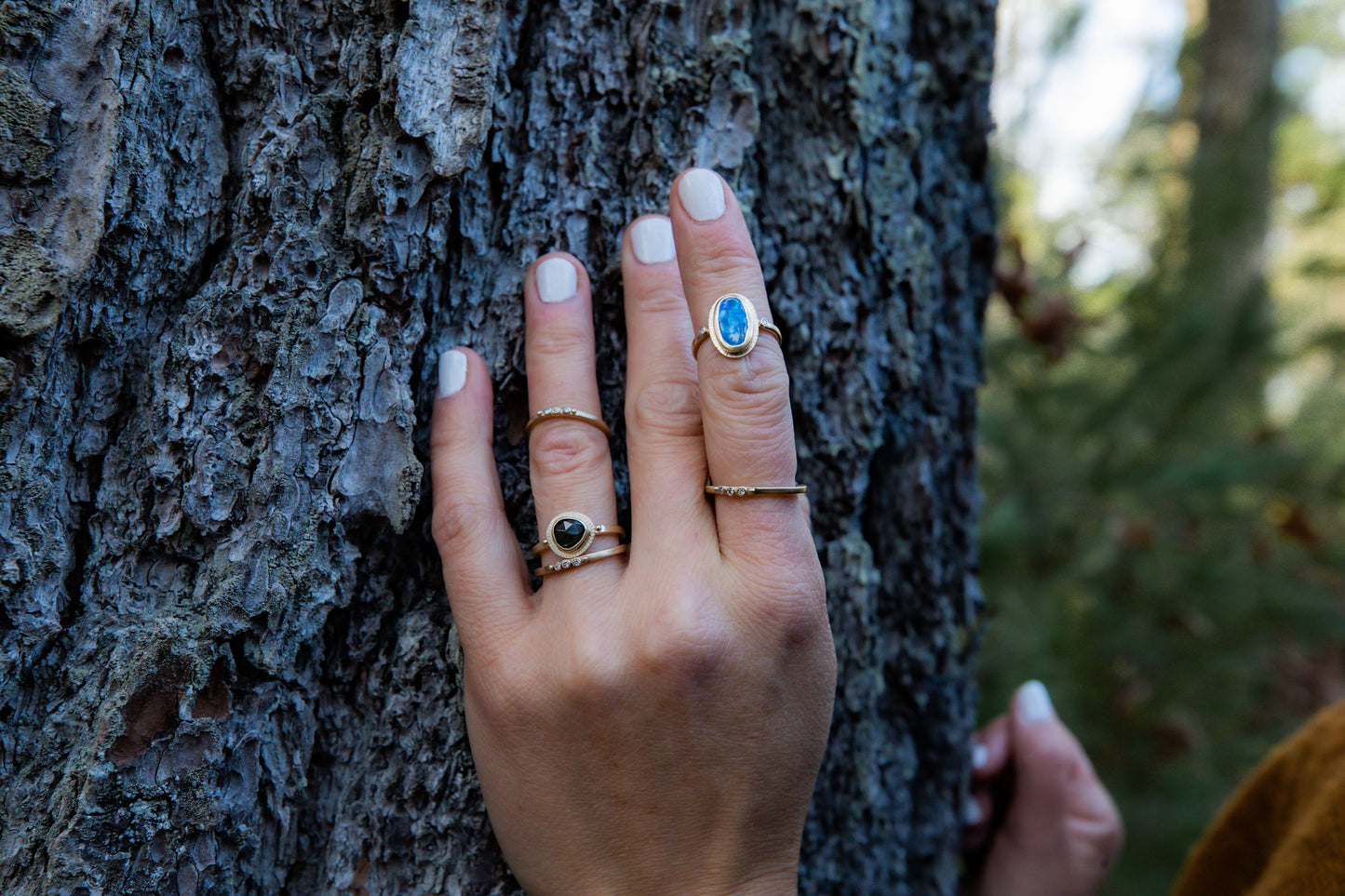 Black Opal and Diamond Gold Empress Ring