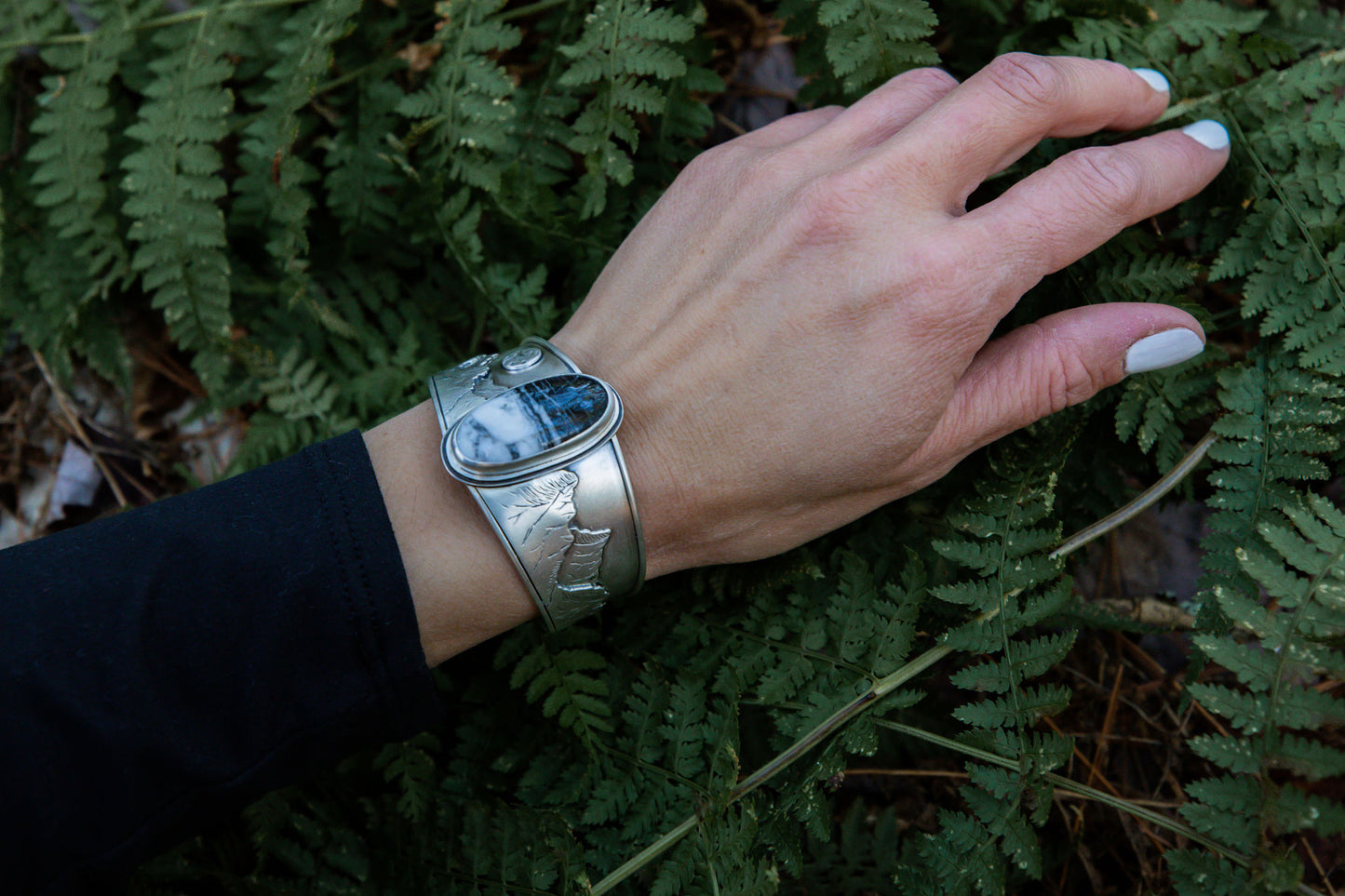 White Buffalo Turquoise Cascades Cuff Bracelet