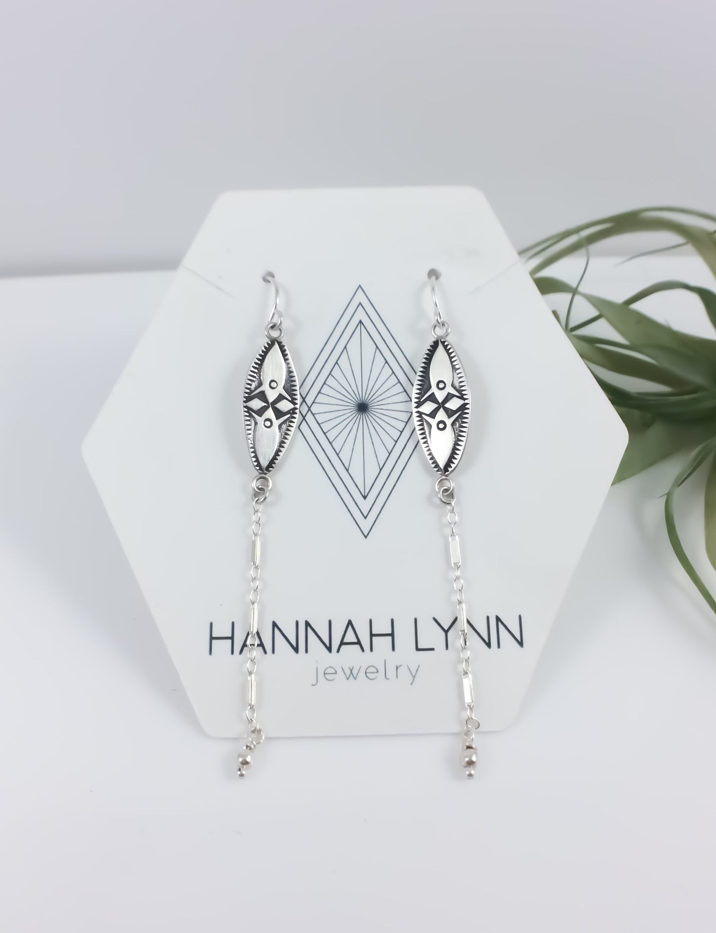 Hand Stamped Southwest Earrings // Diamond Shaped