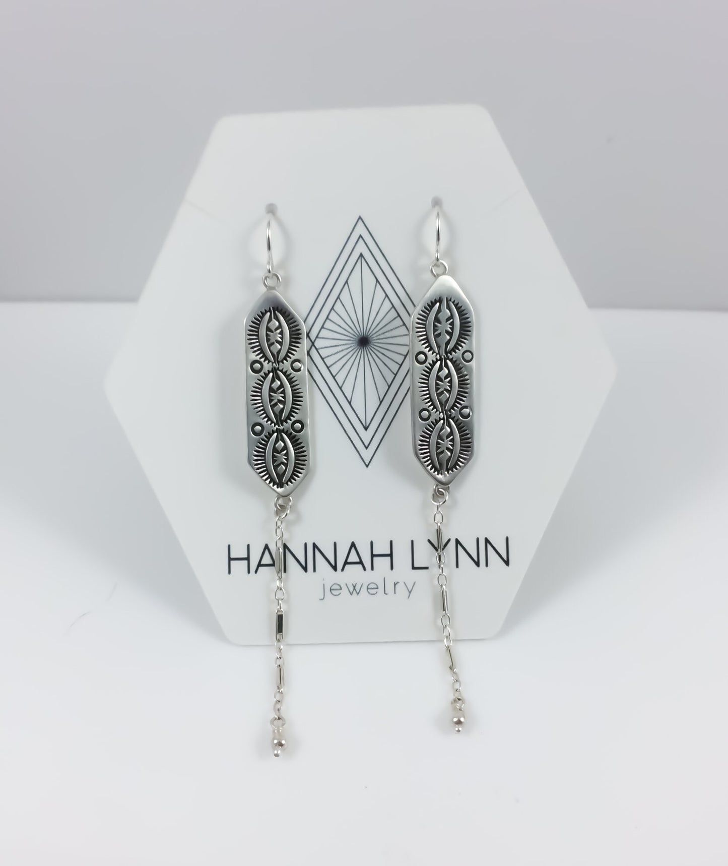 Hand Stamped Southwest Chain Drop Earrings