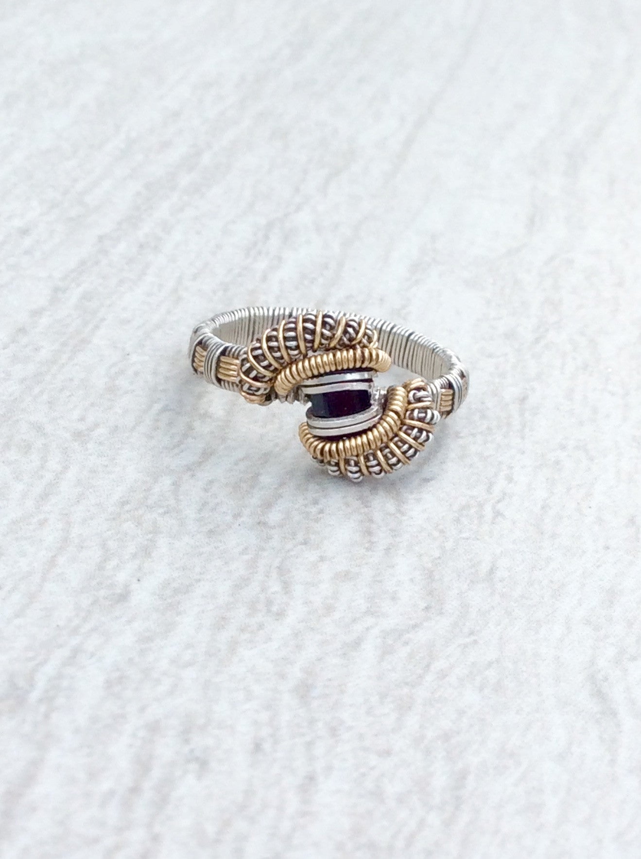 Black Spinel Wire Wrap Ring