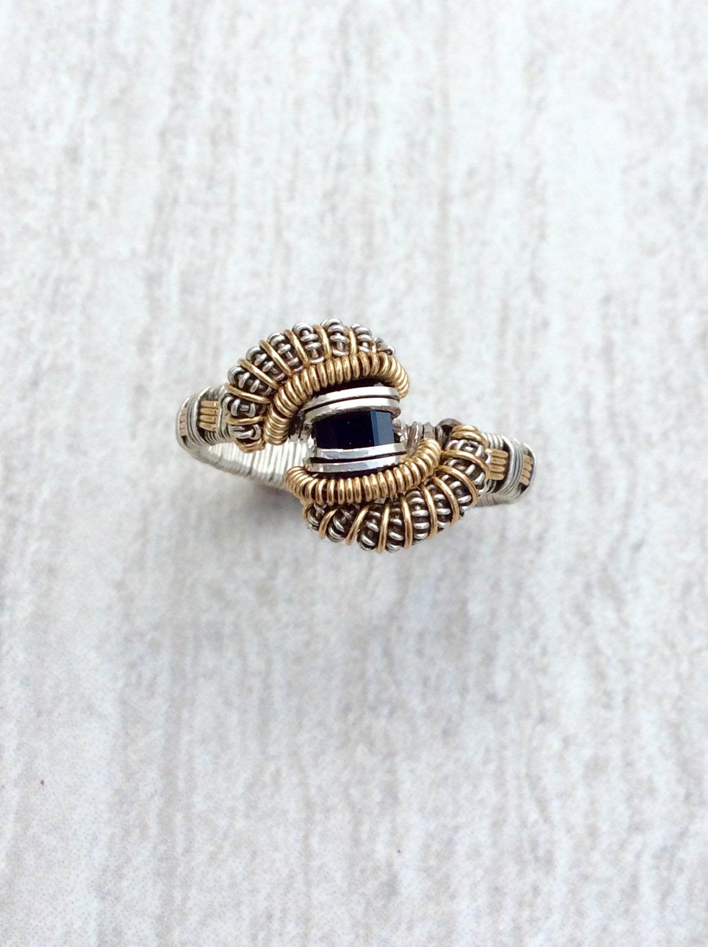 Black Spinel Wire Wrap Ring