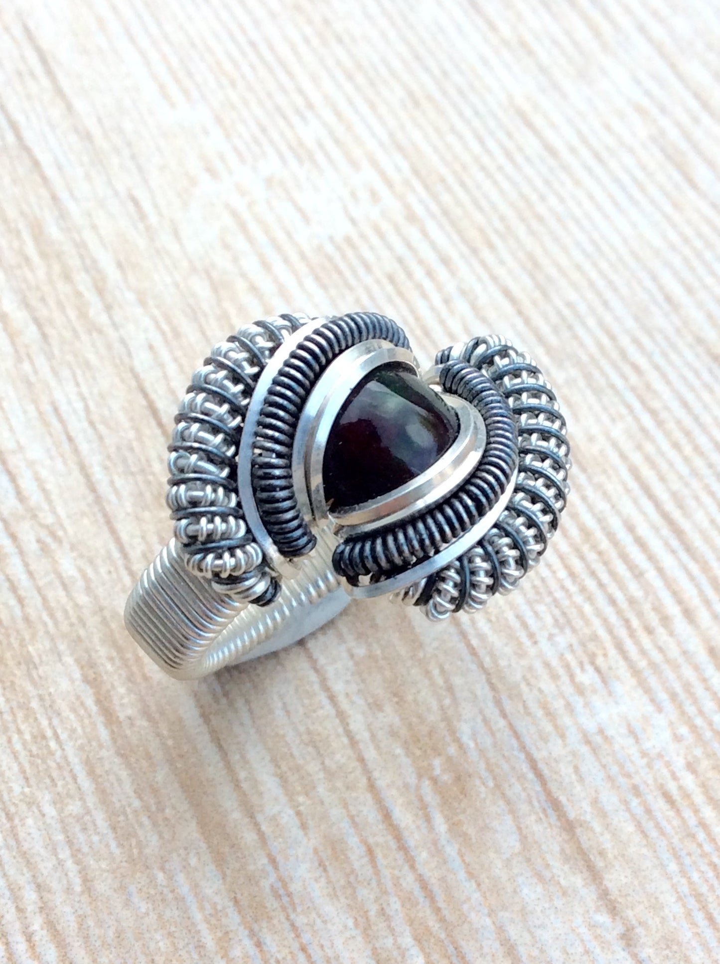 Black Opal Wire Wrapped Ring