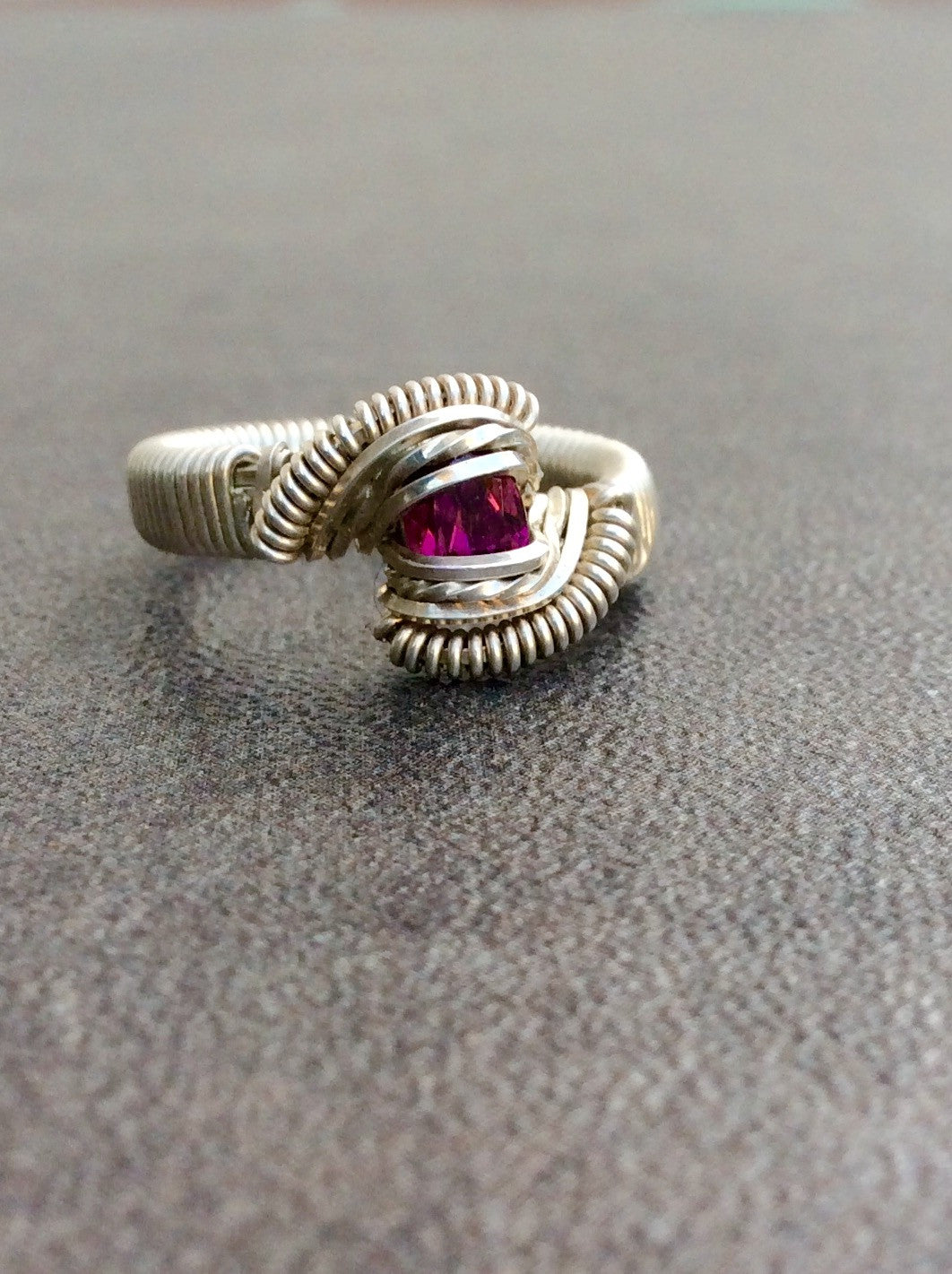 Wire Wrapped Rhodolite Garnet Ring