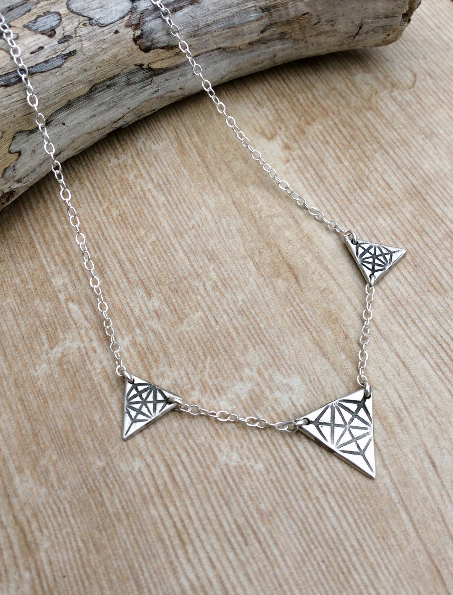 Triple Merkaba Triangle Necklace - Medium