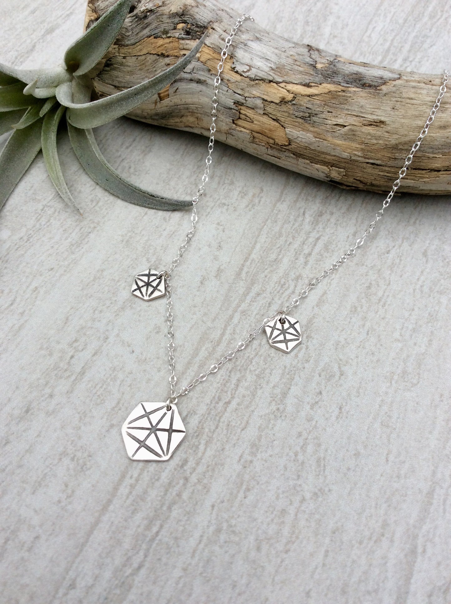 Triple Hexagon Sacred Geometry Merkaba Necklace