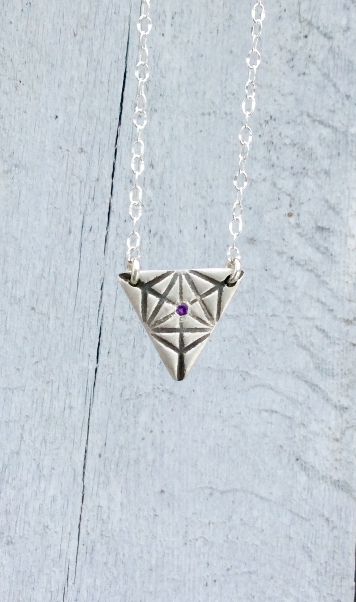 African Amethyst Triangle Merkaba Necklace