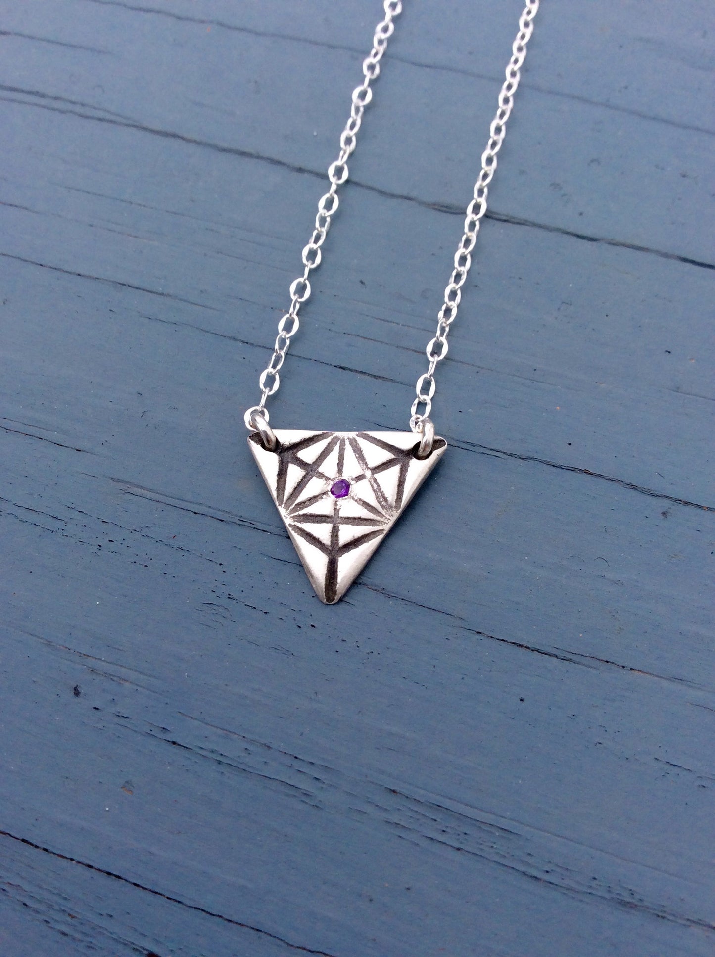 African Amethyst Triangle Merkaba Necklace