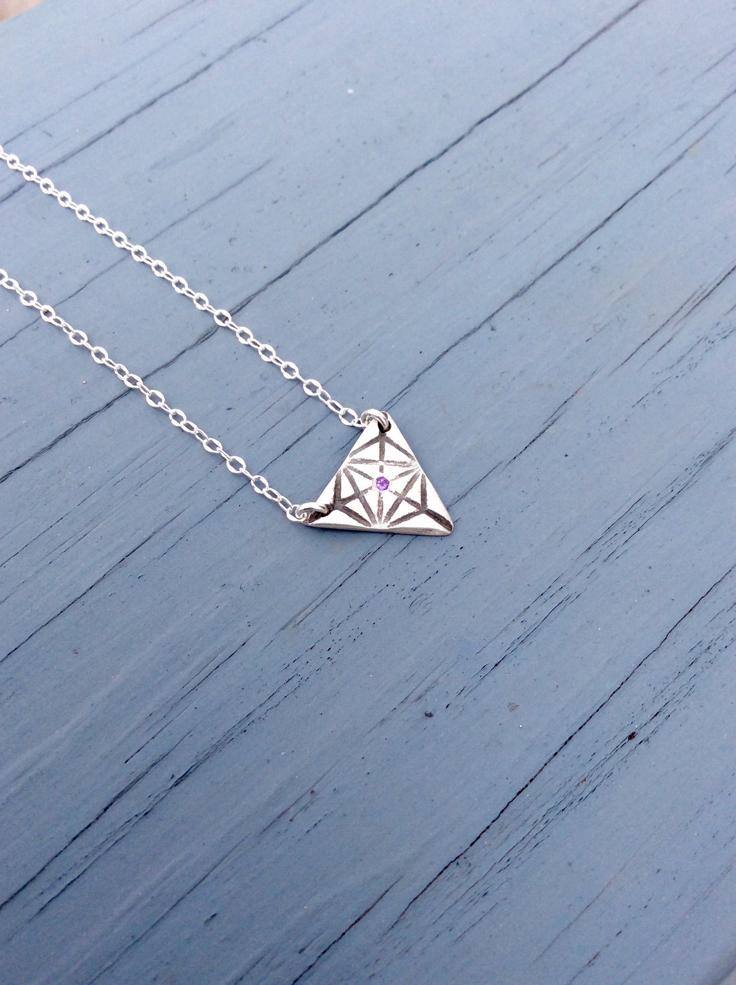 African Amethyst Triangle Merkaba Necklace