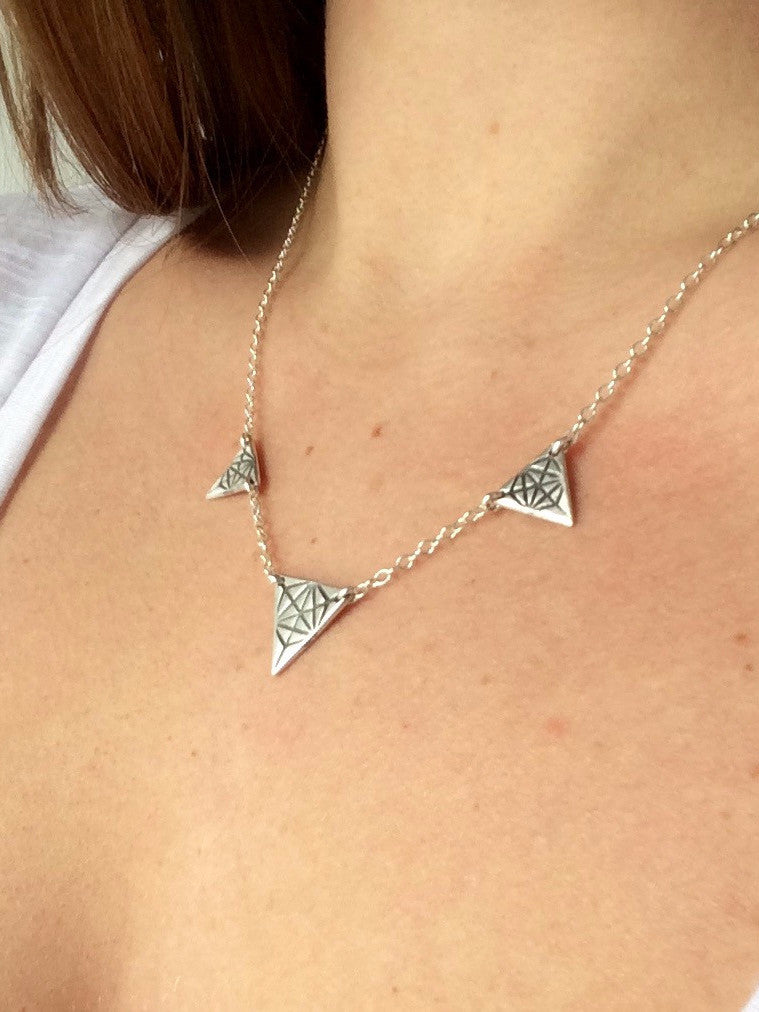 Triple Merkaba Triangle Necklace - Medium