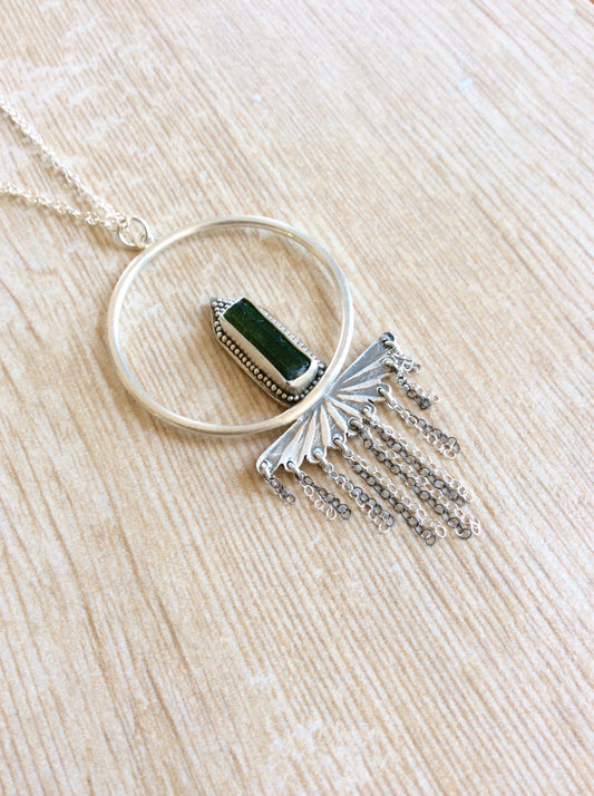 Artisan Green Tourmaline Tassel Necklace
