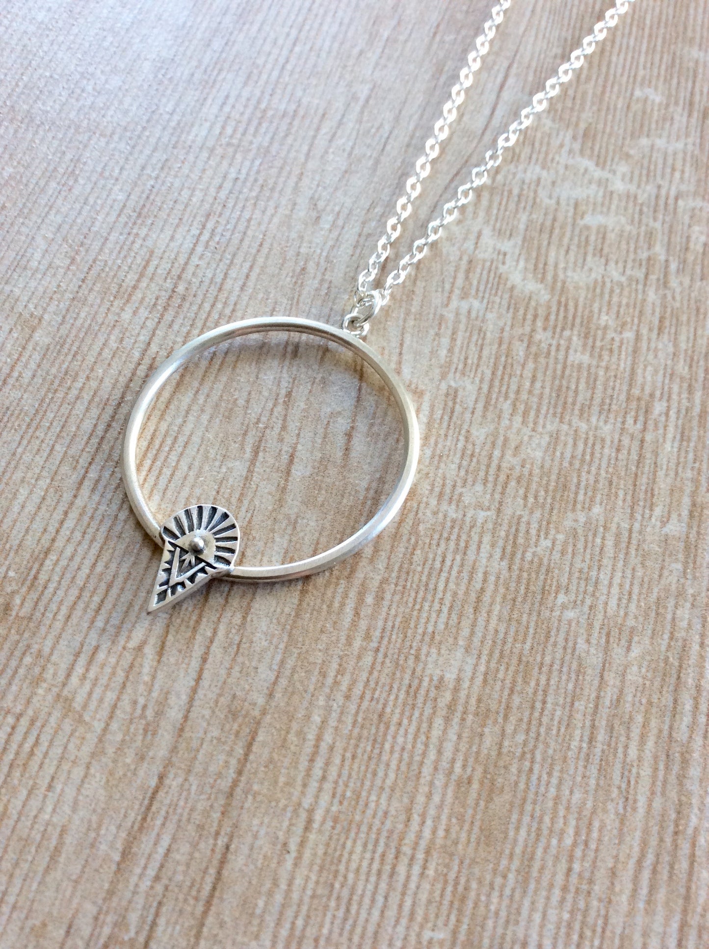 Hand Stamped Geometric Hoop Necklace