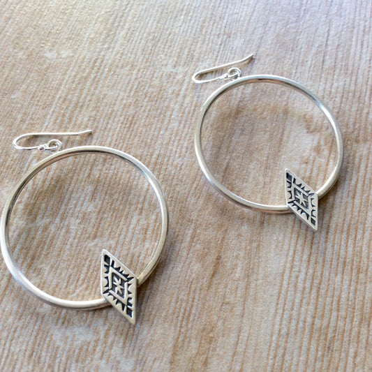 Aztec Diamond Hoop Earrings