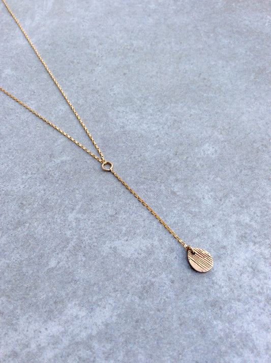 Minimalist Wood Grain Lariat Necklace
