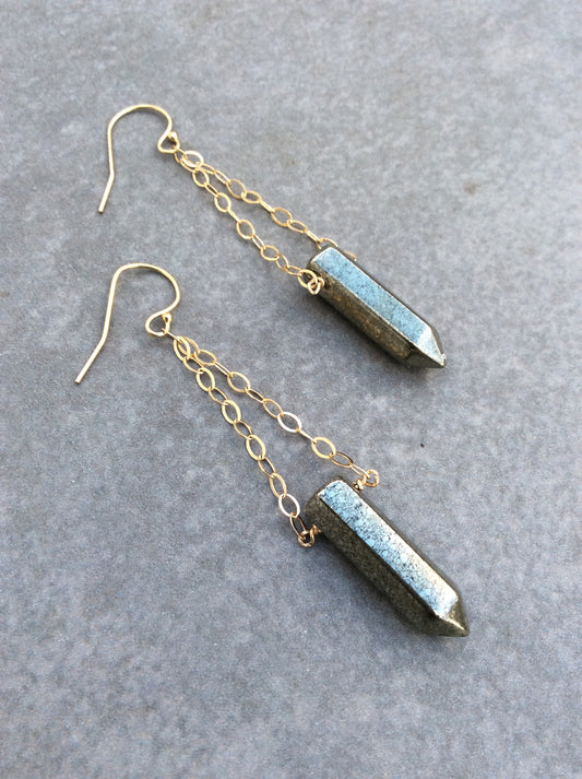 Pyrite Bullet Chandelier Earrings