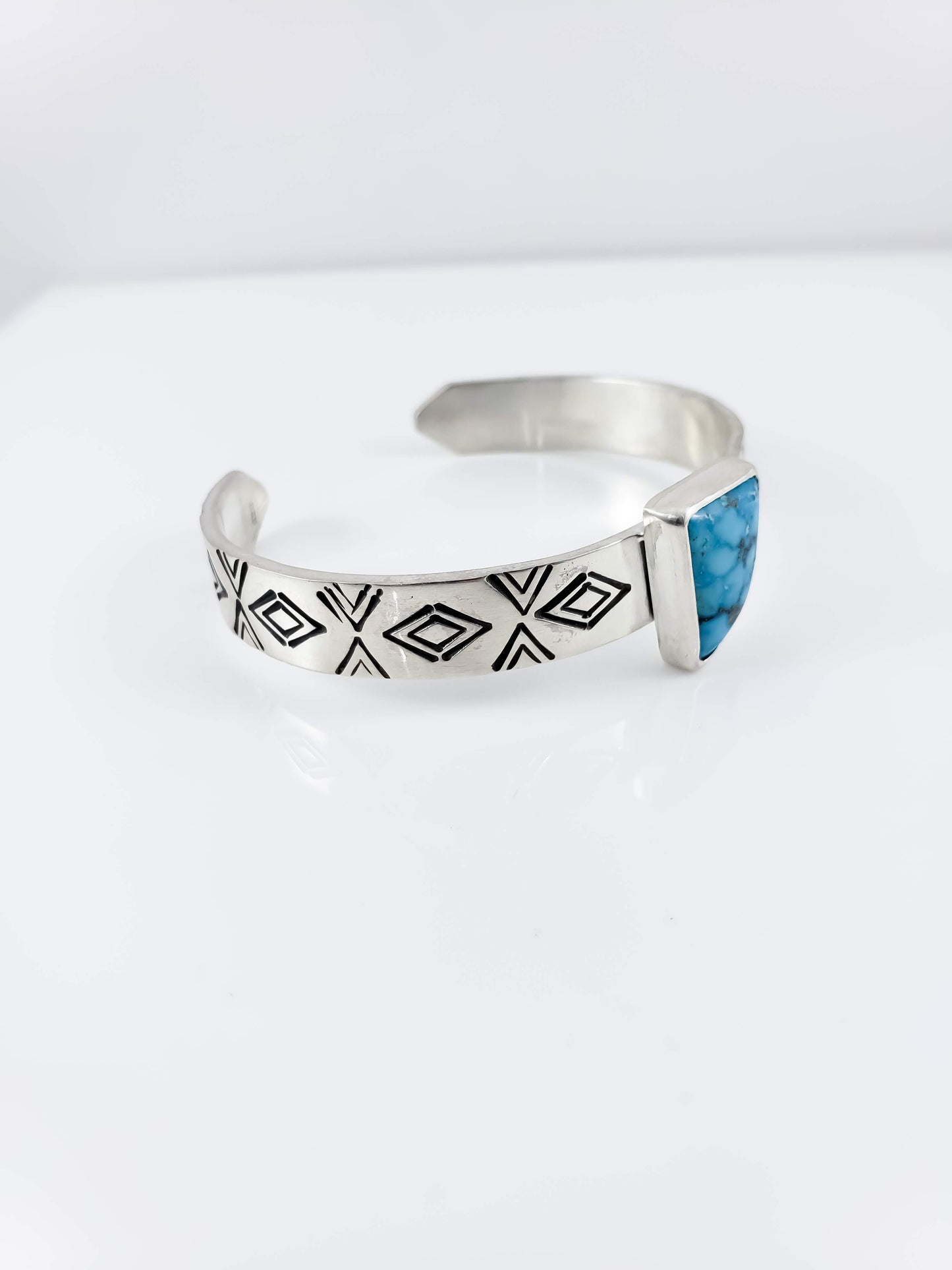 Kingman Turquoise Hand Stamped Cuff Bracelet