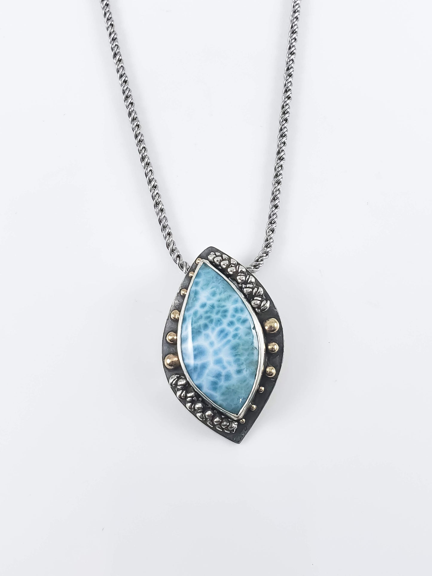 "Balance" Larimar Mixed Metal Talisman Necklace