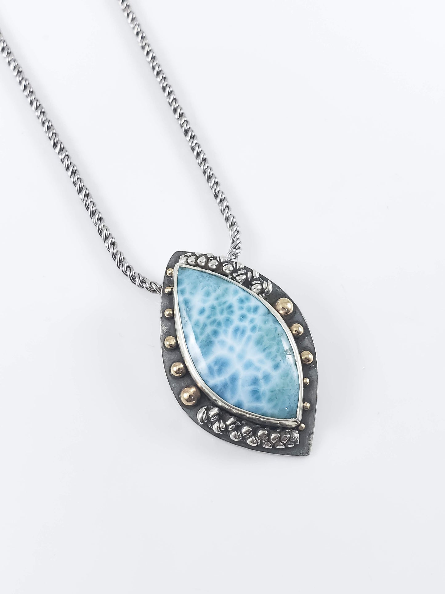 "Balance" Larimar Mixed Metal Talisman Necklace