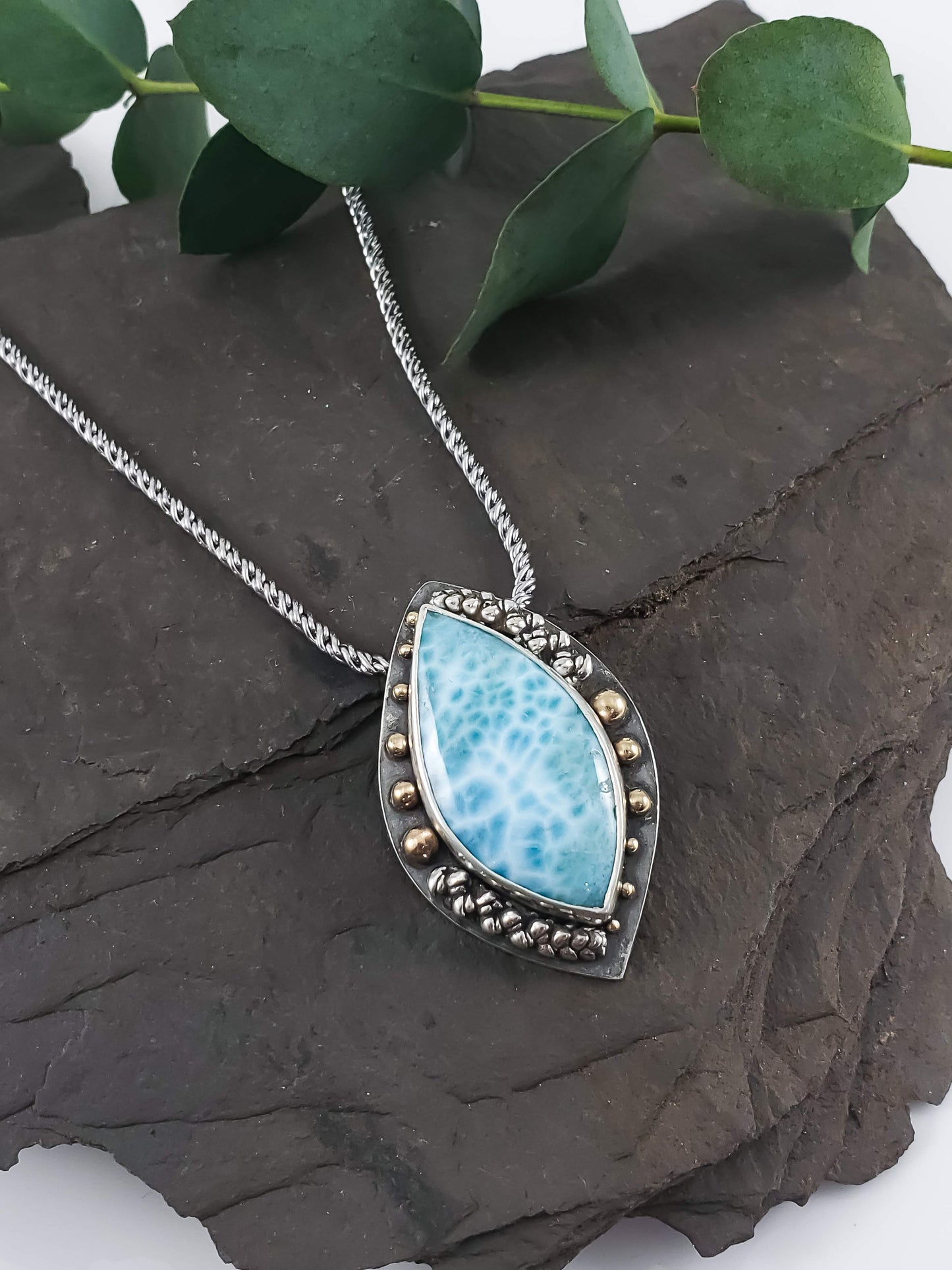 "Balance" Larimar Mixed Metal Talisman Necklace