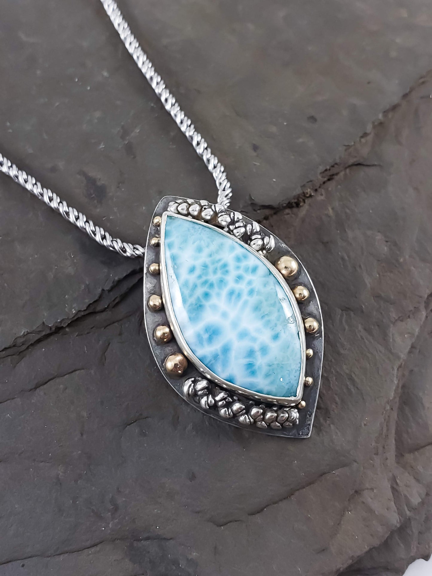 "Balance" Larimar Mixed Metal Talisman Necklace