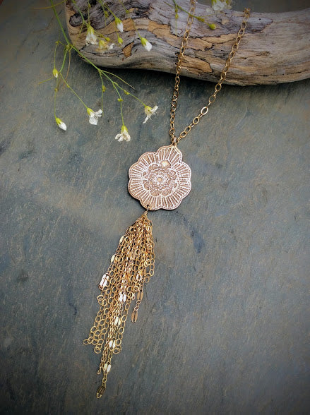 Mandala Burst Tassel Necklace