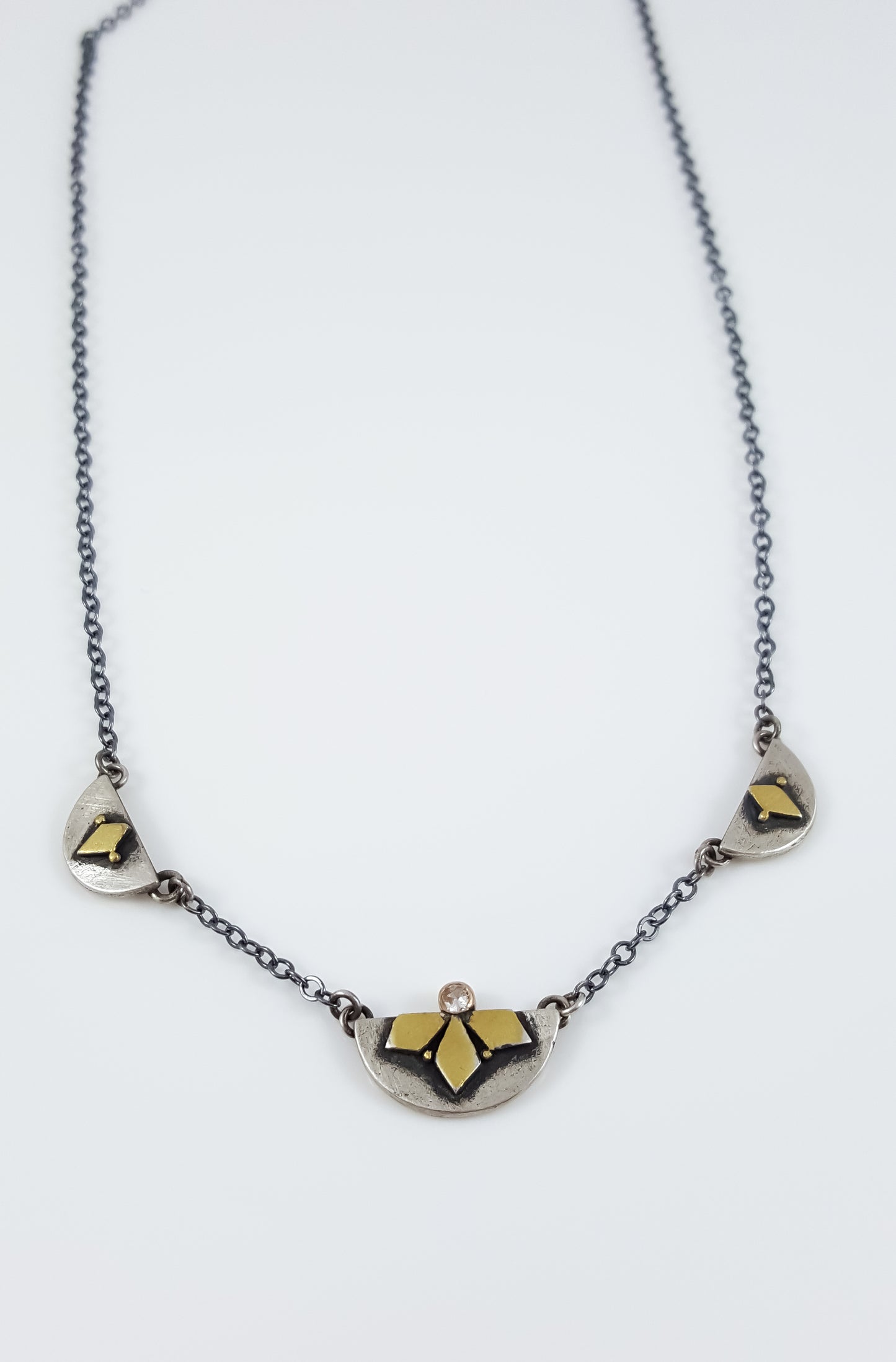 Lotus Petal White Sapphire Necklace