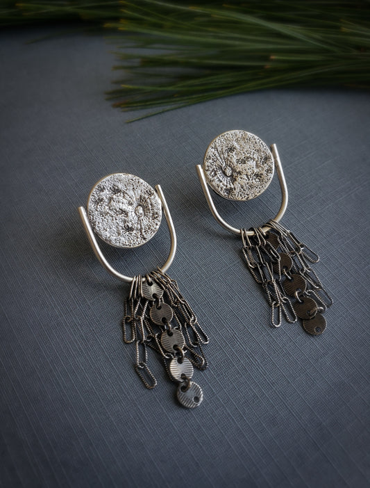 Moon Tassel Stud Earrings