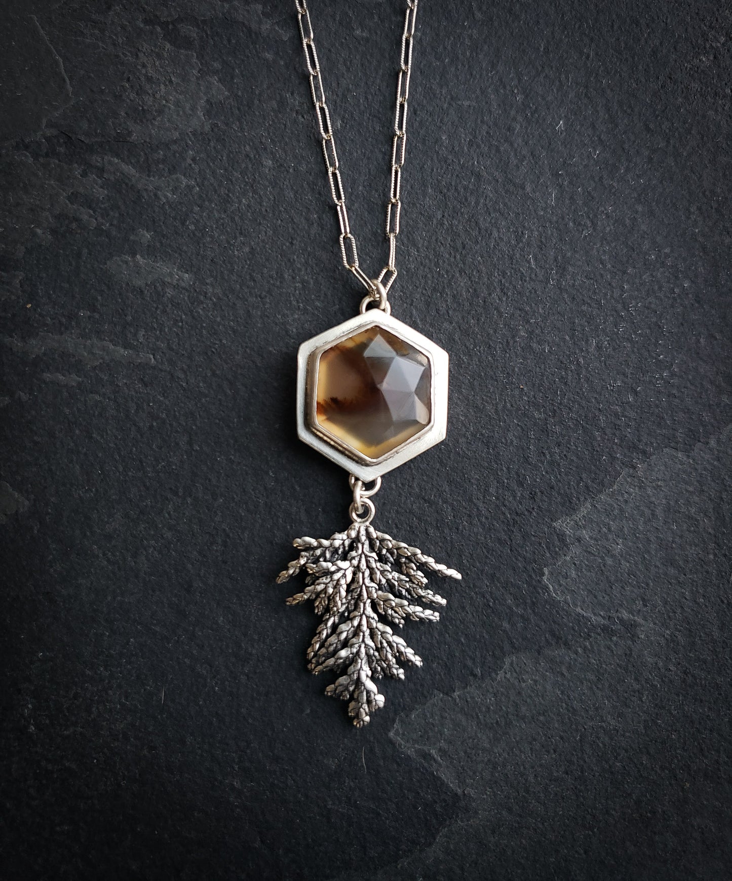 Montana Agate Evergreen Necklace