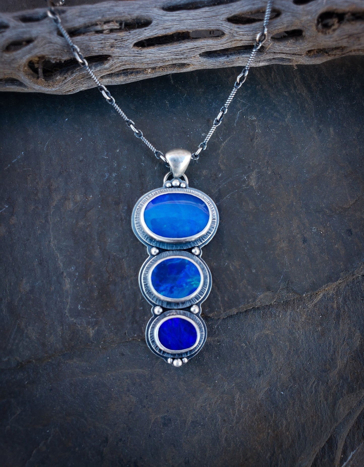 Black Opal Stepping Stone Necklace